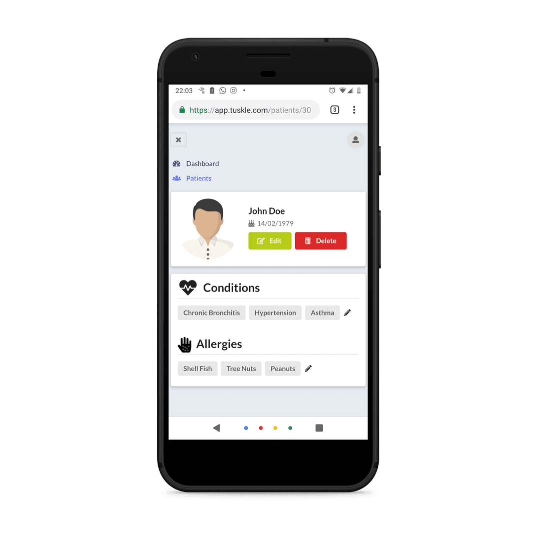 Products page on pixel mobile device